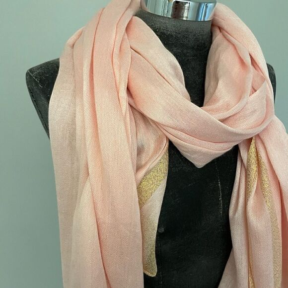 Forever 21 Pale Peach Scarf with Gold Trim - Picture 7 of 7